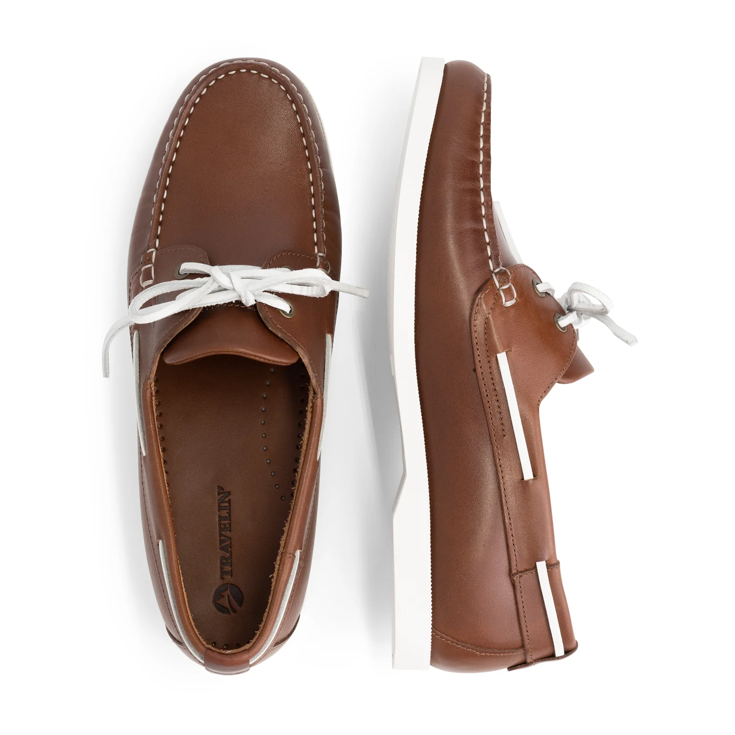 Exmouth Men - Boat shoes - Leather - Cognac - Image 4
