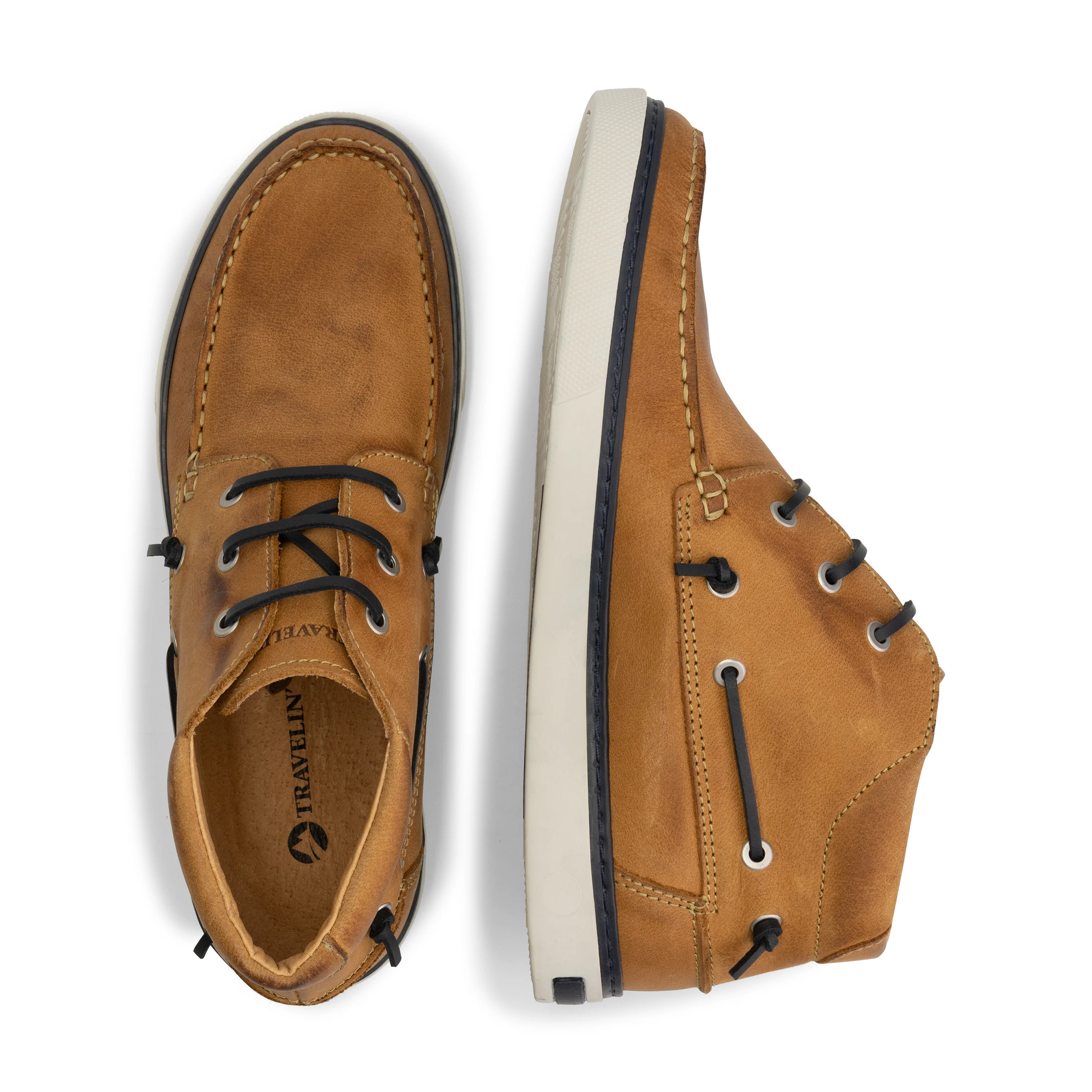 Helford Men - Mid lace-up shoes - Leather - Light brown - Image 4